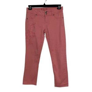 2 for $15 Elle Paris Peach Coral Embroidered Denim Jeans Size 4